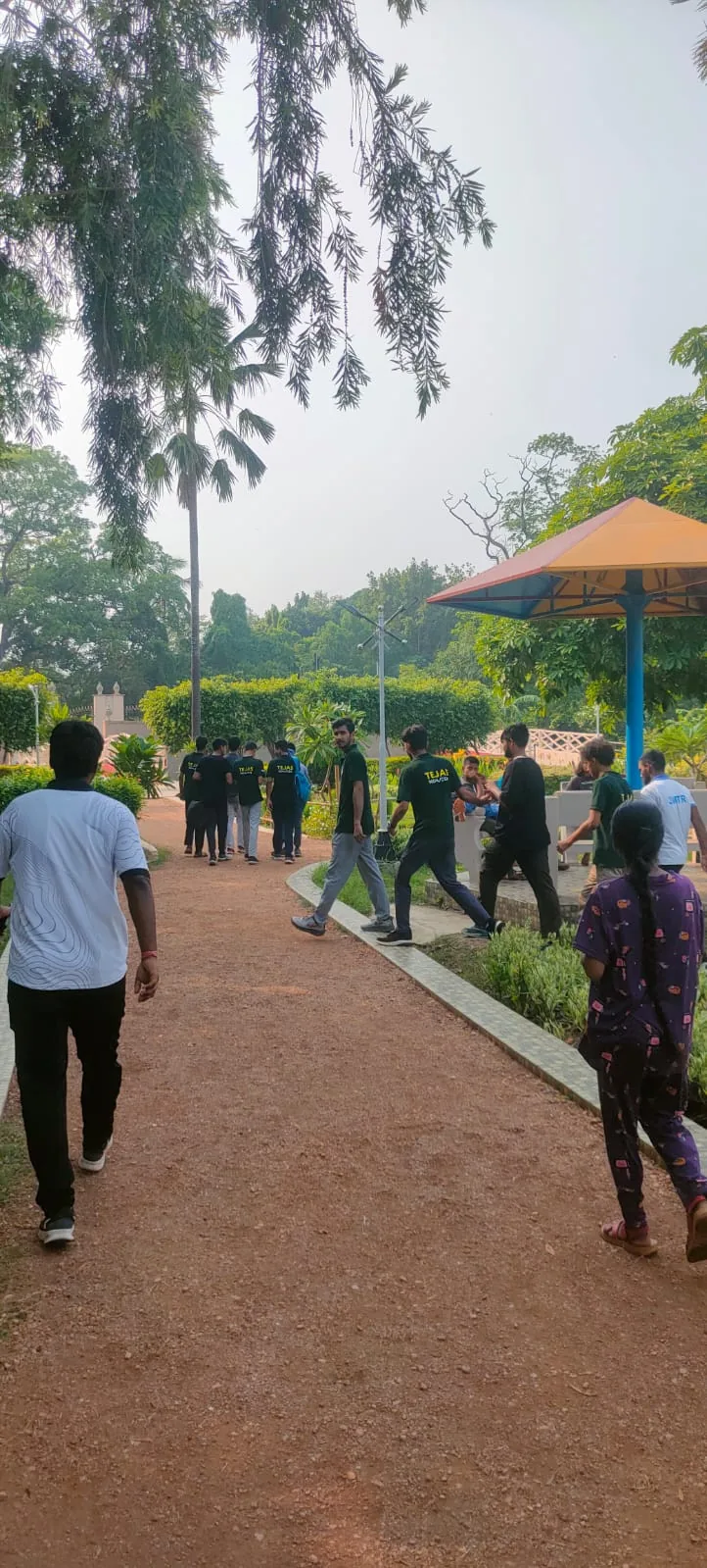 Students walking together during an outdoor activity